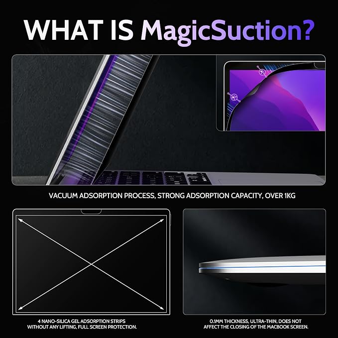 Privacy Screen for MacBook Pro 13 In & MacBook Air 13 Inch, MagicSuction™