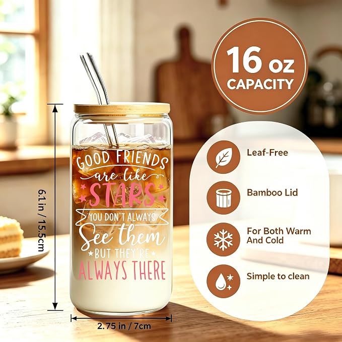 MUJUZE Friendship Gifts for Women, Glass Cup Gift Set for Best Friends | Gifts