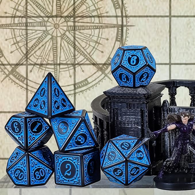 CiaraQ Polyhedral Dice with 5 Pouches, 5 Sets of Retro Dice
