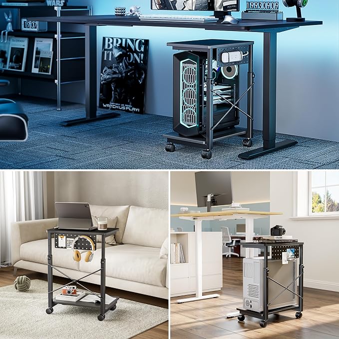 ARES WING Height Adjustable Computer Tower Stand, 2-Tier PC Tower Stand