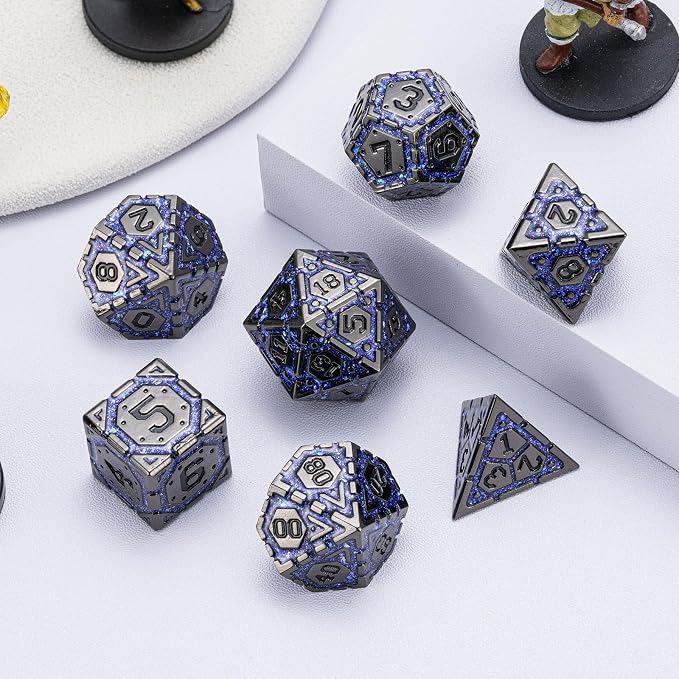 DND Metal Dice Set, Polyhedral Dice Set