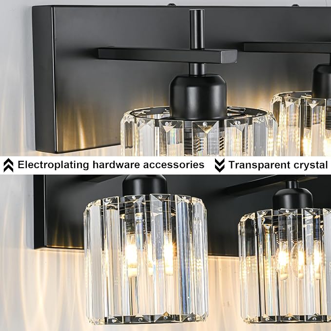 Black Crystal Bathroom Vanity Lights