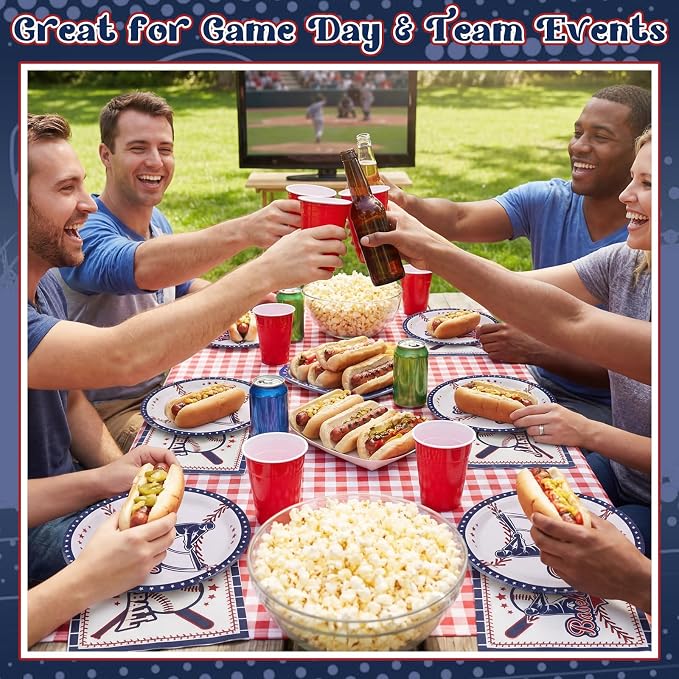 NatNarr 50 Pcs Baseball Plates and Napkins, Disposable Baseball Party Supplies