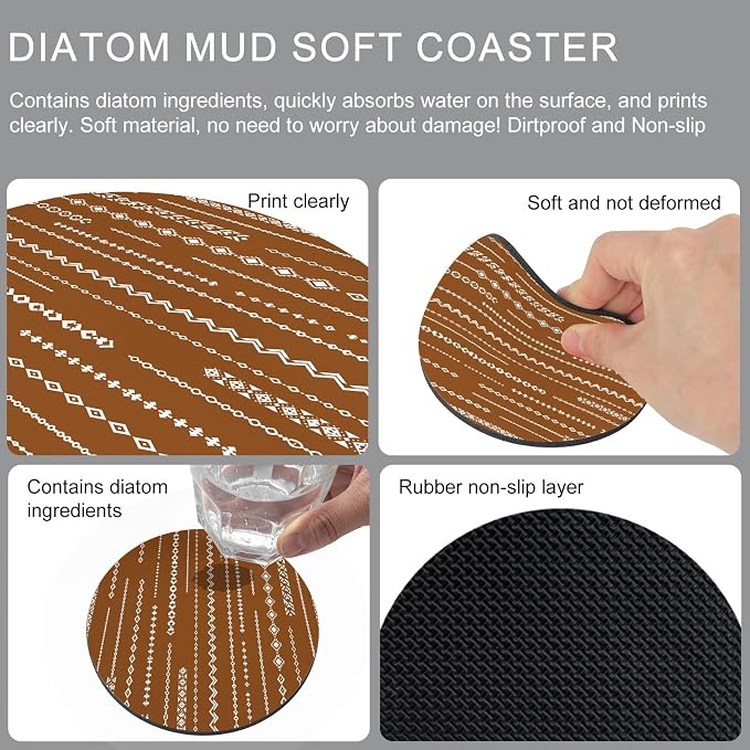 Vintage Brown Coasters Set of 4 Absorbent Coasters