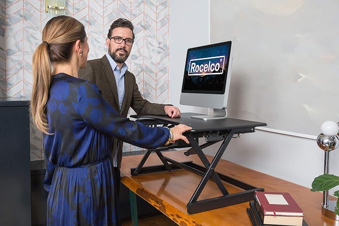 Rocelco 40" Large Height Adjustable Standing Desk Converter