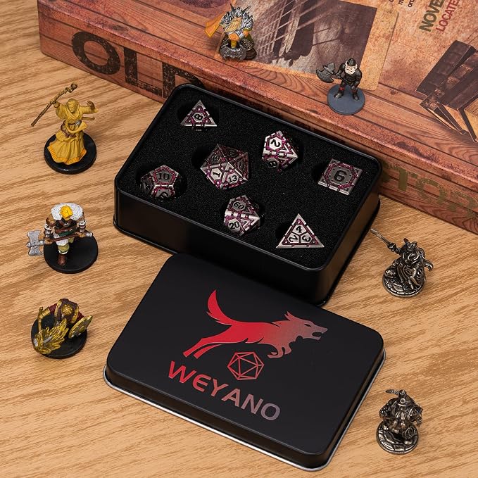 Metal DND Dice Set, Polyhedral Metallic Dice