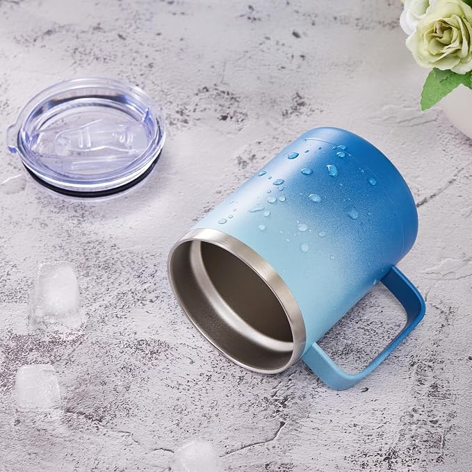 MEWAY 12oz Coffee Mug With Handle and Sliding Lid, Stainless Steel Travel