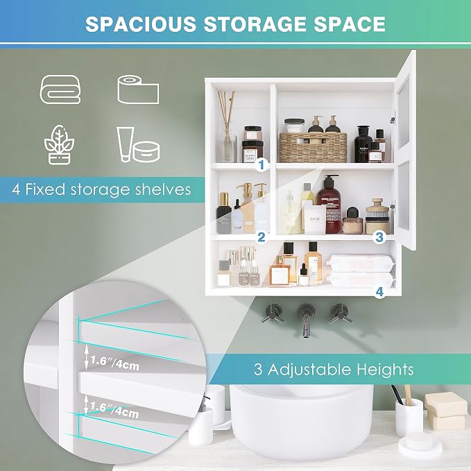 Bathroom Mirror Cabinet Wall Mounted
