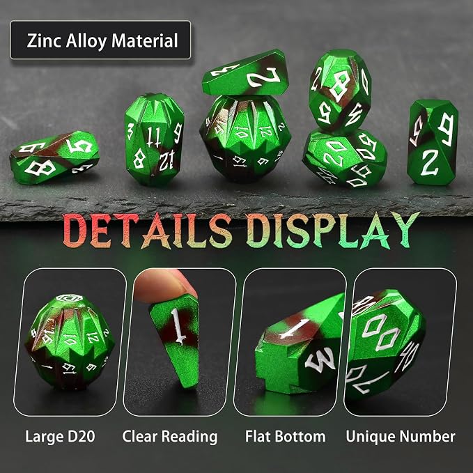 Metal DND Dice for Dungeons and Dragon, Metal Dice Set D and D