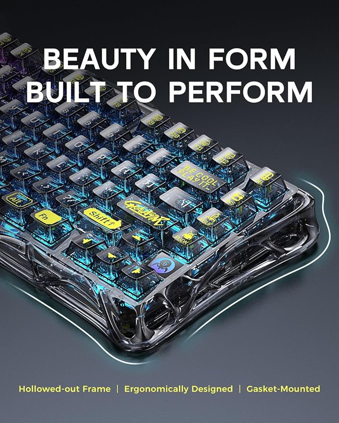 GravaStar Mercury K1 Lite 75% Gaming Keyboard, 2.4GHz/BT/Wired Tri-Mode