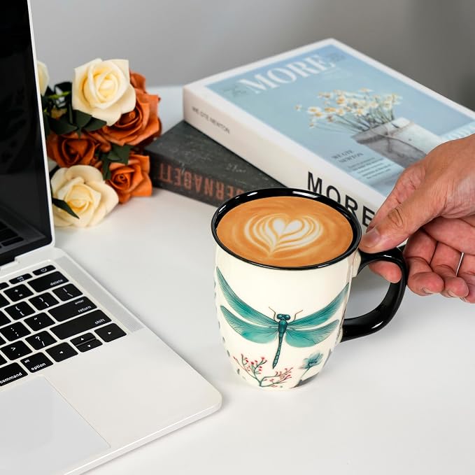 16 oz Dragonfly Coffee Mug, Color Changing Cup | Ceramic Coffee Cup, Heat