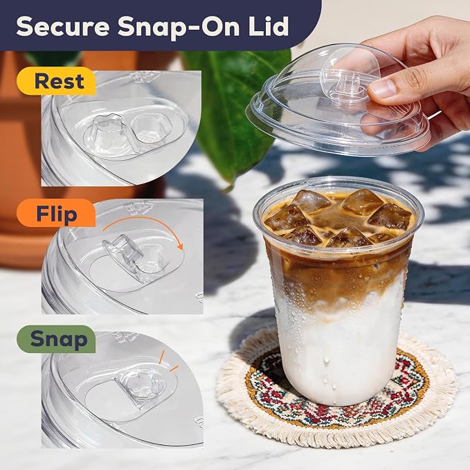 Fit Meal Prep 100 Pack 16 oz Round Bottom Clear Plastic Cups