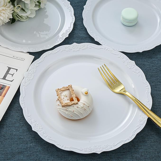 100 Pcs White Dessert Plastic Plates