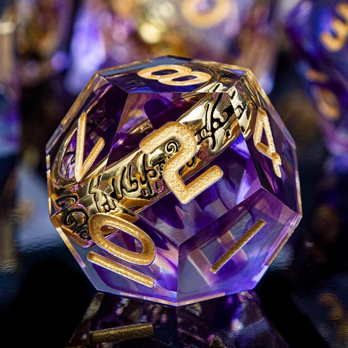 Magic Golden Ring DND Dice Set Sharp Edge Red Resin Dice