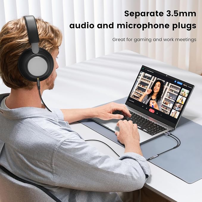 MOSWAG Headphone Splitter for Computer, 3.5mm Female to Dual 3.5mm Male Cable