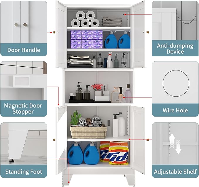 69" Tall Metal Kitchen Pantry Storage Cabinet