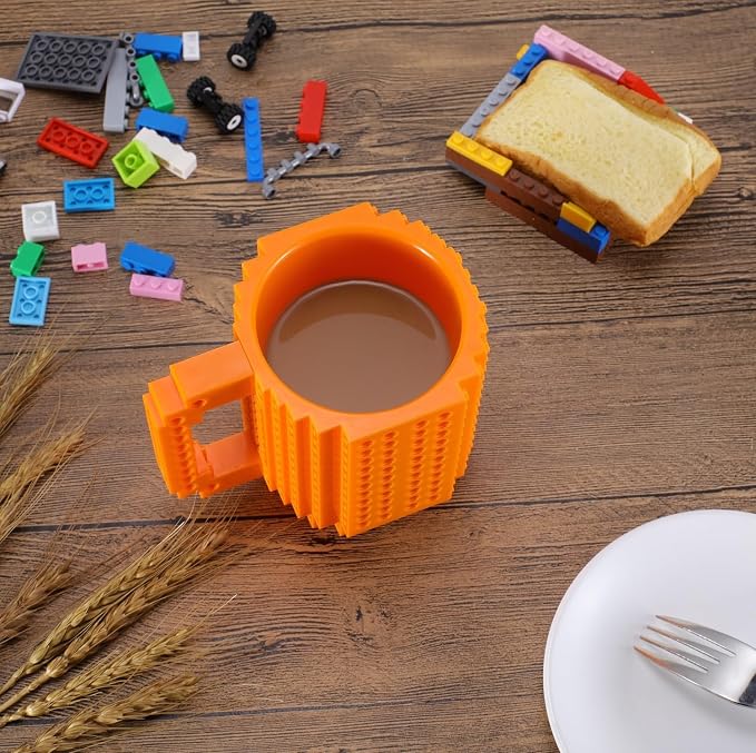 DEEXITO Build on Brick Coffee Mugs, Creative DIY Kids Party Cups