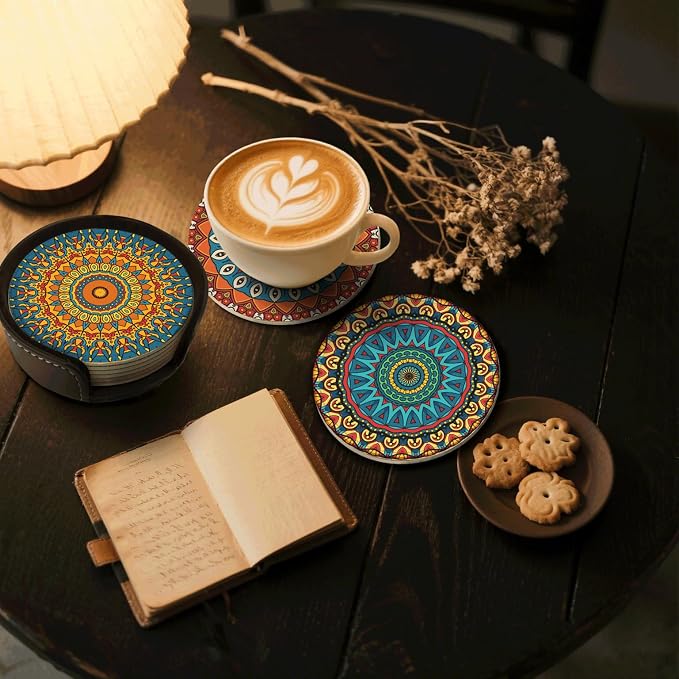 6 Pcs Mandala Drink Coasters