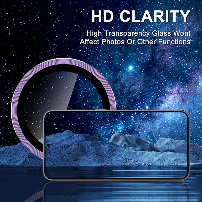 for Samsung Galaxy S25 Camera Lens Protector, Individual Metal Ring Tempered