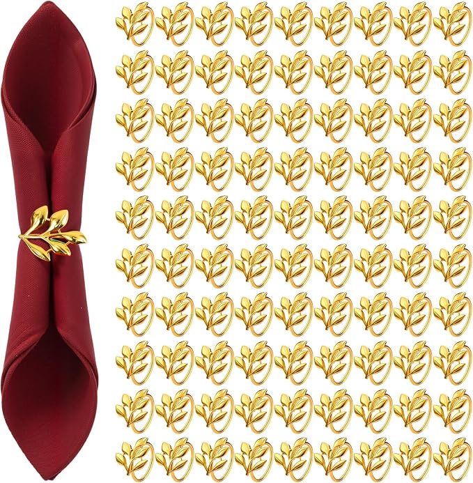 WILLBOND Leaf Napkin Rings Holders Fall Party Napkin Rings