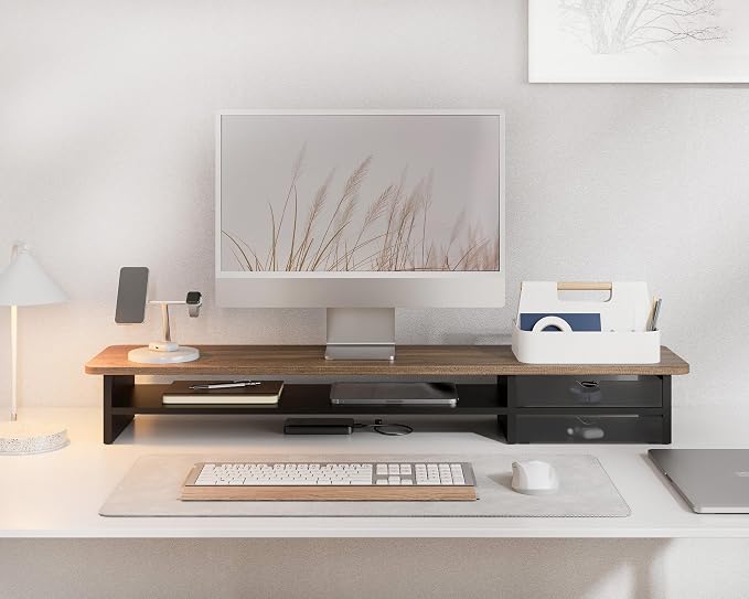 Fenge Monitor Stand, Dual Monitor Riser, 42.5inch Large Desk Computer Monitor