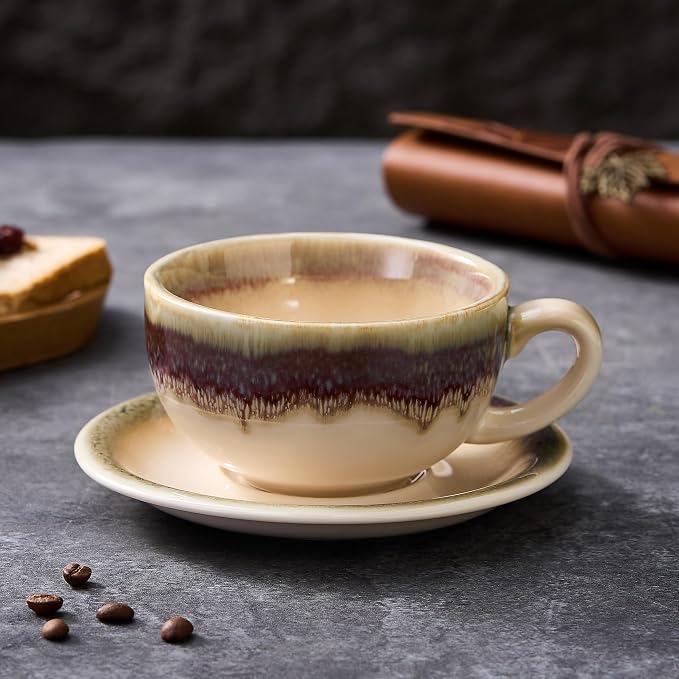 Coffeezone Vintage Design 12 oz Ceramic Latte Art Cappuccino Barista Cup