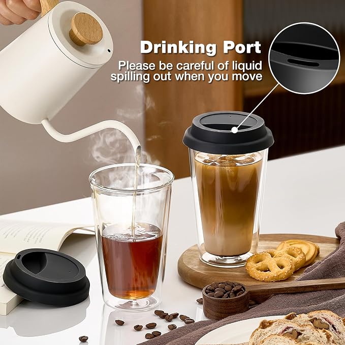 Qipecedm® 2 Packs Double Walled Glass Coffee Mugs