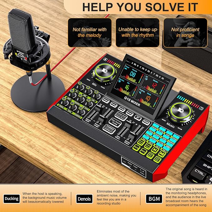 Podcast Equipment Bundle with 3.5mm Microphone and Live Sound Card, Audio