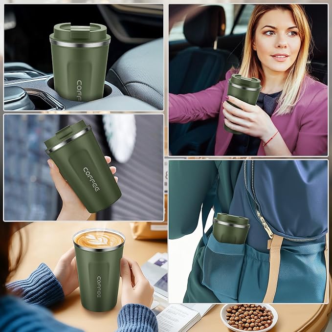 MOMSIV 12oz Travel Coffee Mug, Insulated Coffee Cup