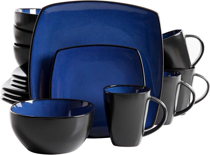 Gibson Elite Soho Lounge Square Reactive Glaze Stoneware Dinnerware Set