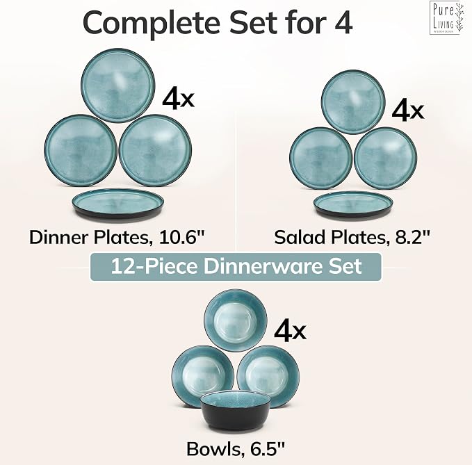 12 Piece Stoneware Dinnerware Set