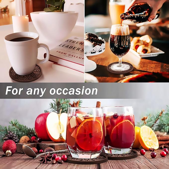 Silicone Coasters for Drinks, Resistant Reusable Drink Coasters-Great Gift for