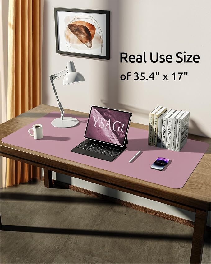 YSAGi Leather Desk Protector, Office Mat, Large Mouse Mat, Non-Slip PU Leather