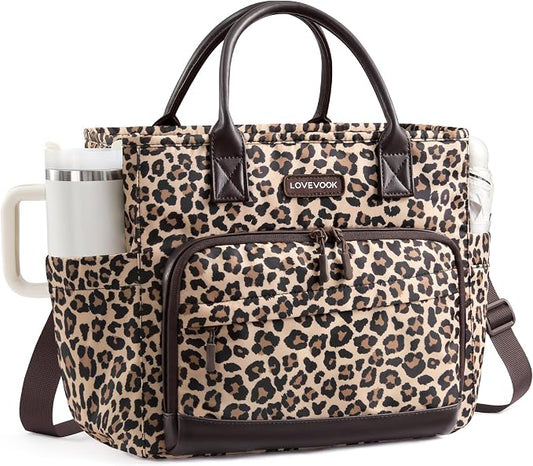 LOVEVOOK Lunch Box for Women, Adult Lunch Bag for Work, Vintage Leopard |