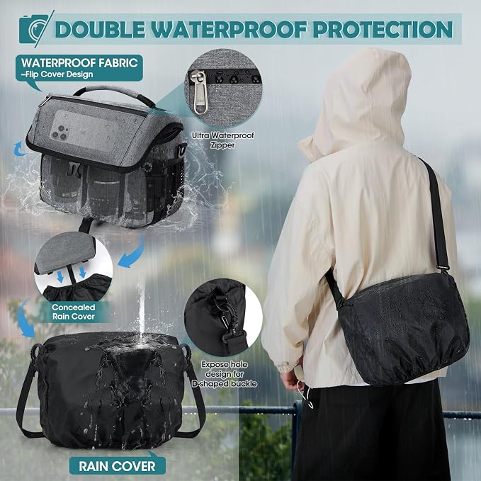 RAINSMORE Camera Bag, DSLR/SLR/Mirrorless Camera Case
