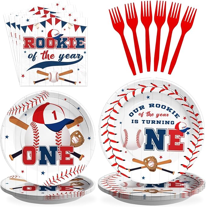Greencian 96PCS Baseball 1st Birthday Party Decorations Baby Boy Serves 24 |
