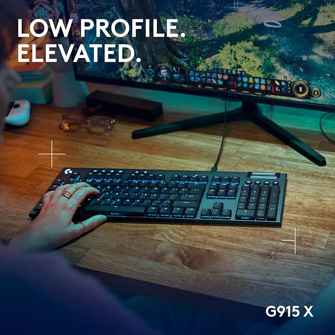 Logitech G915 X Wired Mechanical Gaming Keyboard, Double-Shot PBT Keycaps
