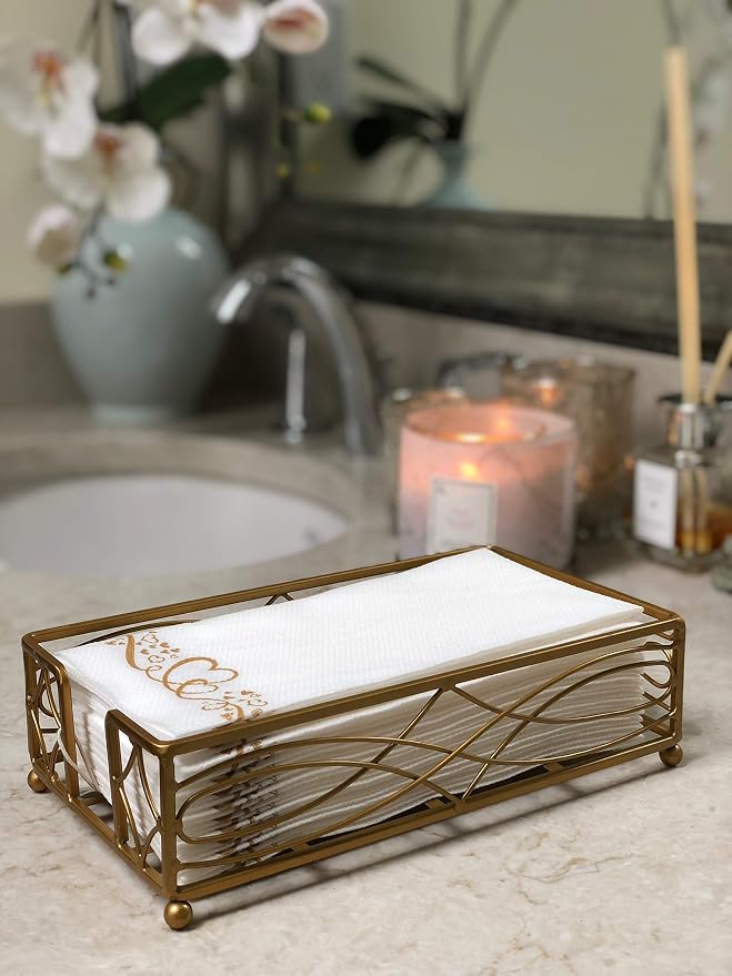 Antique Gold Elegant Sturdy Guest Napkin Holder | Premium Disposable Paper Hand