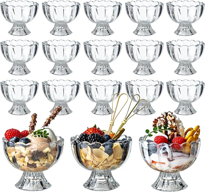 5oz Iced Cream Dessert Bowl, Vintage Footed Tulip Glass Dessert Cups, Cute