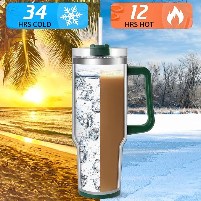 40 oz Tumbler with Handle | Stainless Steel Insulated Tumblers with Lids and