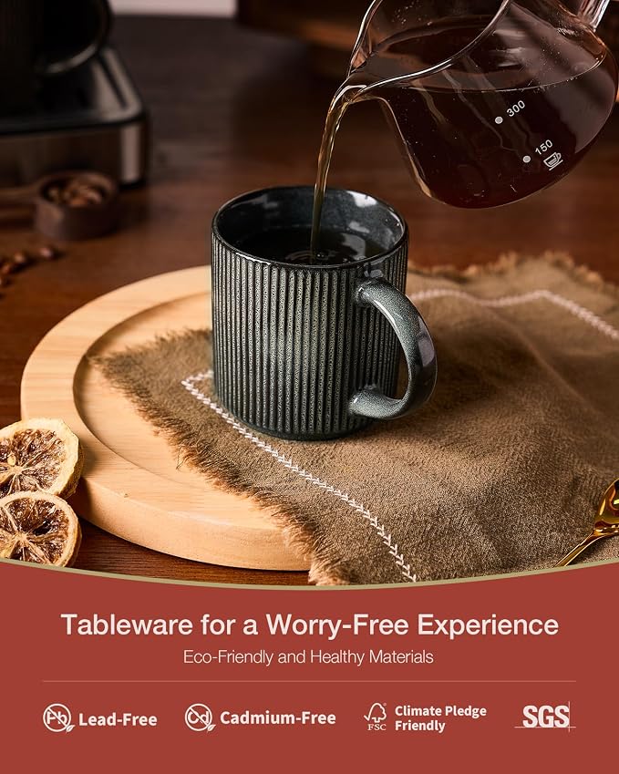famiware Coffee Mug Set for 4, Star 12 oz Catering Mugs Cup Set
