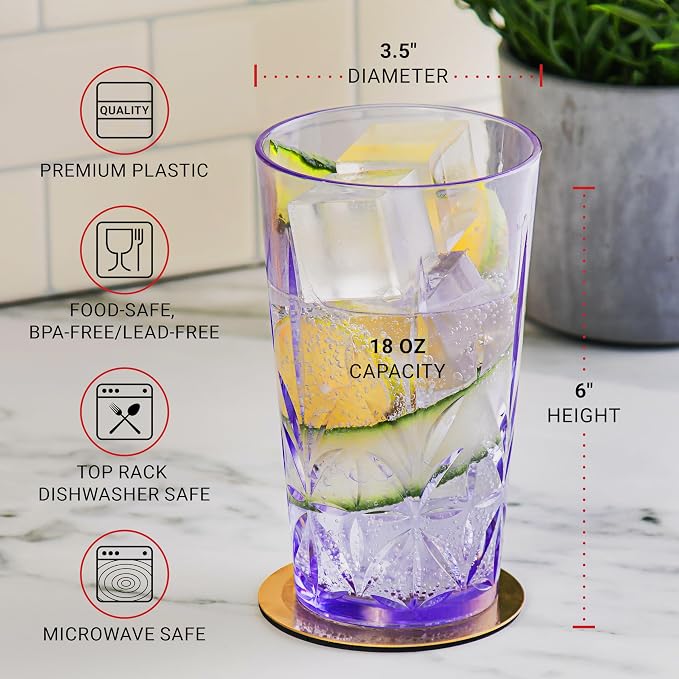 Bravario Royal Plastic Drinking Tumbler, Dishwasher-Safe BPA-Free Durable Mixed
