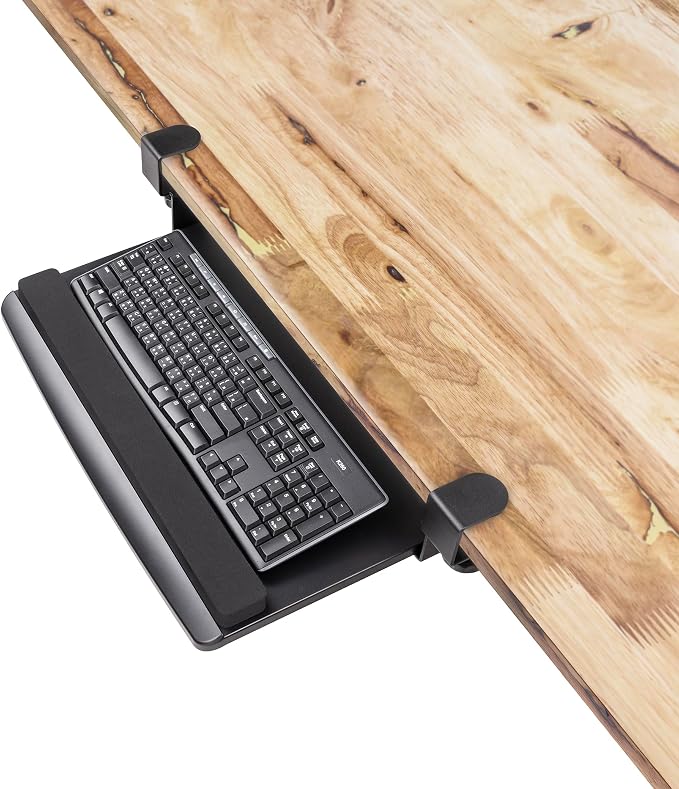 EHO Clamp-On Retractable Adjustable Keyboard Tray, Under Desk Ergonomic