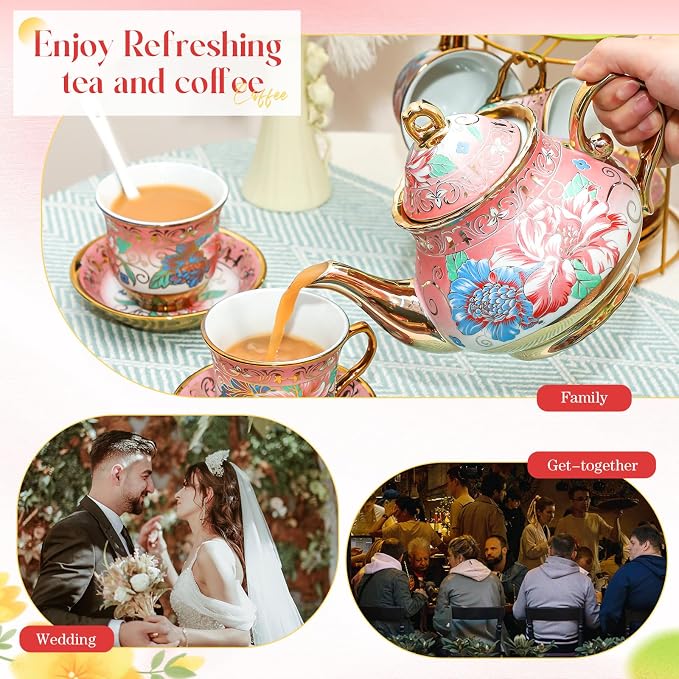 20 Pcs Porcelain Tea Set for Adults