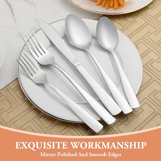 40 Pcs Silverware Set, Stainless Steel Flatware Set