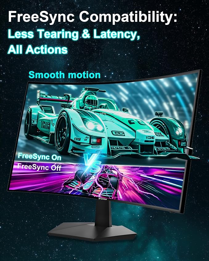 SANSUI 27 Inch Curved 160Hz Gaming Monitor, 1500R Curved Computer Gaming