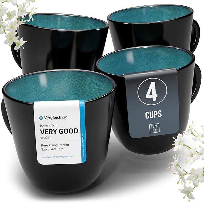 Large Stoneware Coffee Mugs Set of 4, 15.6 oz Coffee Cups