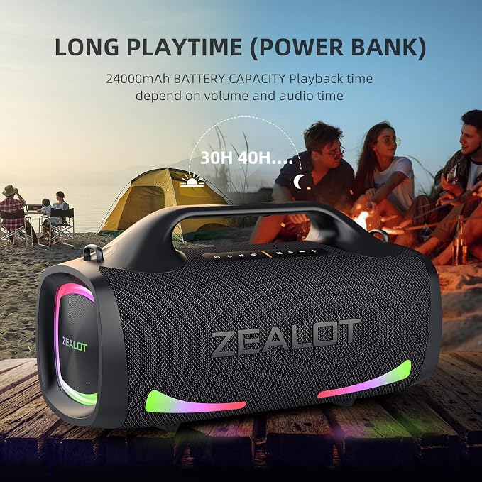 ZEALOT Bluetooth Speaker, 110W Peak Booming Sound Speakers Wireless, Dual