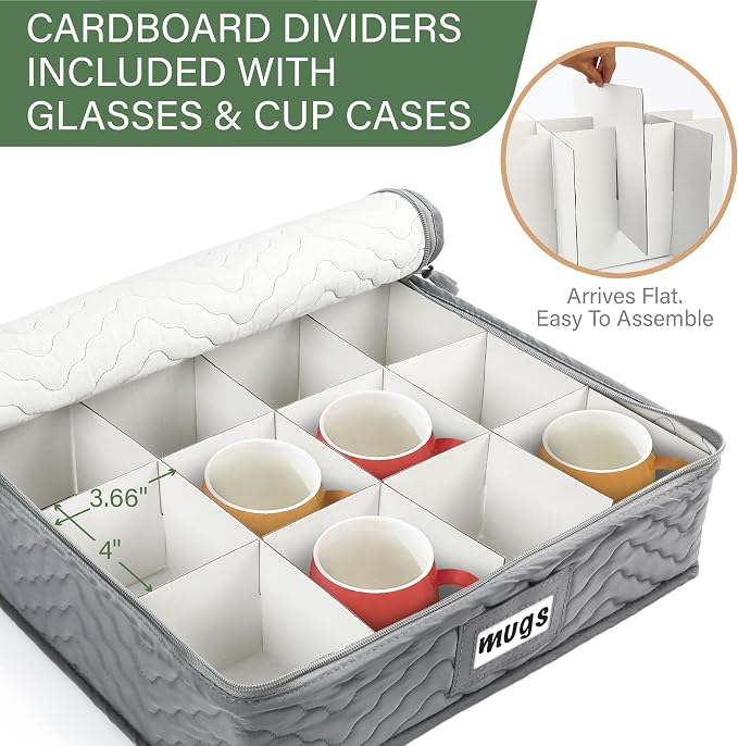 LotFancy China Storage Containers, Quilted 5-Piece Set, Tea Cup and Saucer