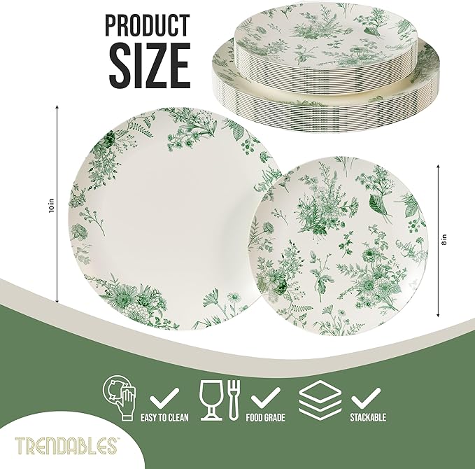 Trendables 40 Piece Plastic Disposable Plates Set